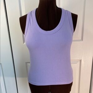 NWOT Reflex Lavender Purple Ribbed Racerback Sleeveless Top w Nylon, XXL fits XL